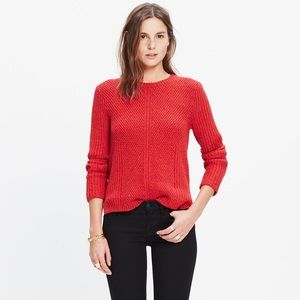 Madewell Hexcomb Texture Sweater Pullover Red